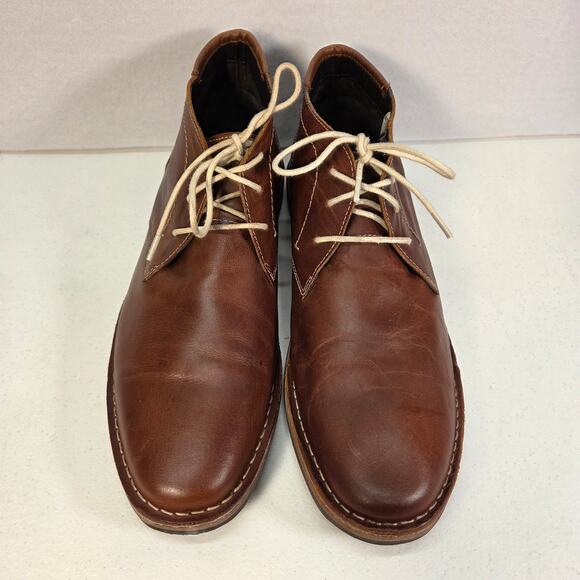 Steve Madden P-Ikon 247 Cognac Leather Chukka Boots Mens 11.5 Lace Up Brown NWOT